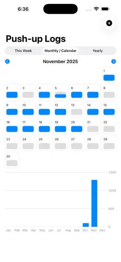 Screenshot von Pushup Logs auf dem iPhone 2