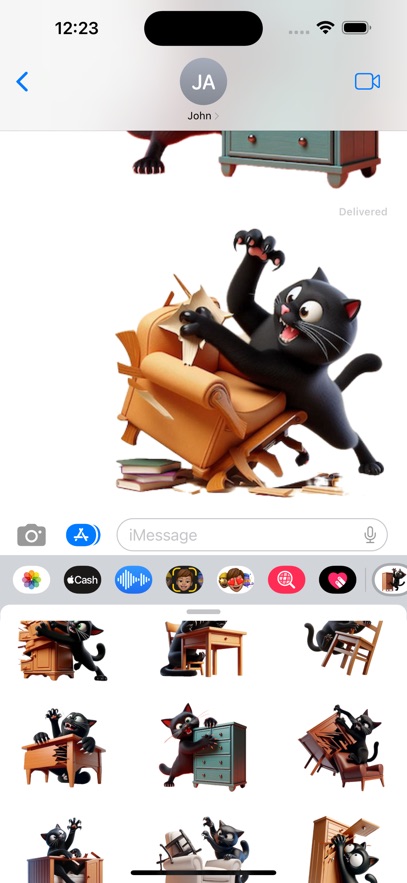 Black Cat Clawing Stickers