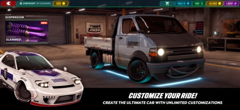 Static Shift Racing - This tool offers extensive vehicle modification, from adjustable suspension options like "Slammed" to an array of full-body kits and aesthetic choices in a dedicated garage.
