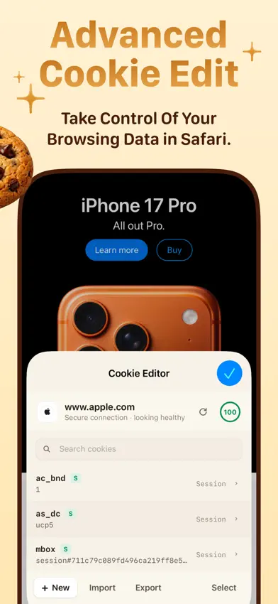 Cookie Editor Safari Extension screenshot 2