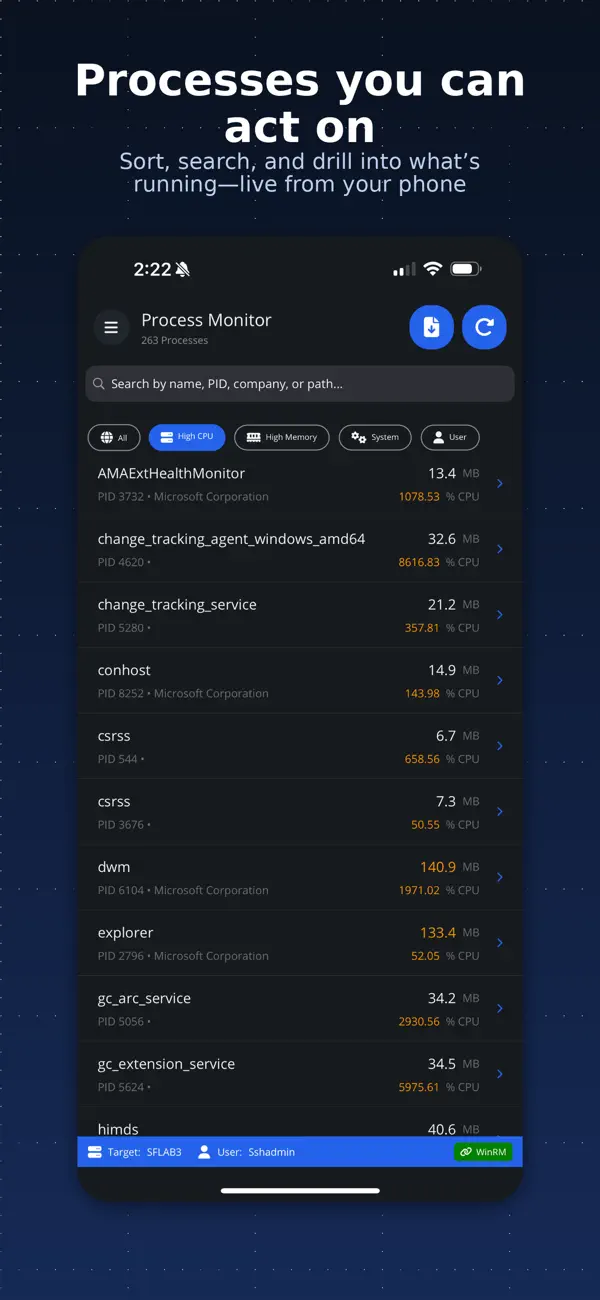 Screenshot #3 pour WinPulse – Windows Admin