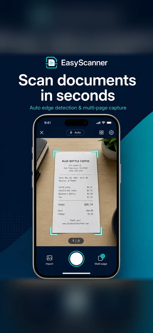 Screenshot #1 pour EasyScanner - Document Scanner