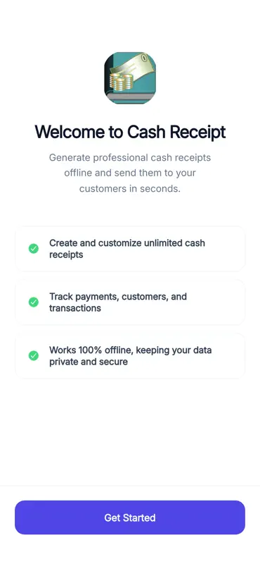 Cash Receipt screenshot 1 of 6