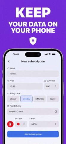 Manage Subscriptions: SubTrack iPhone screenshot