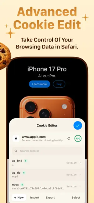 Cookie Editor Safari Extension iPhone screenshot 2