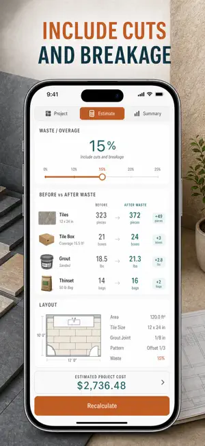 Tile Calculator: Estimator screenshot 3
