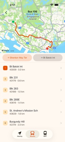 SG Bus Timing - Live Arrivals iPhone screenshot