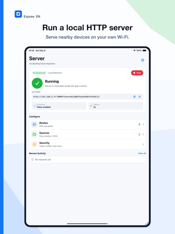 Expose HTTP Server iPad screenshot 1