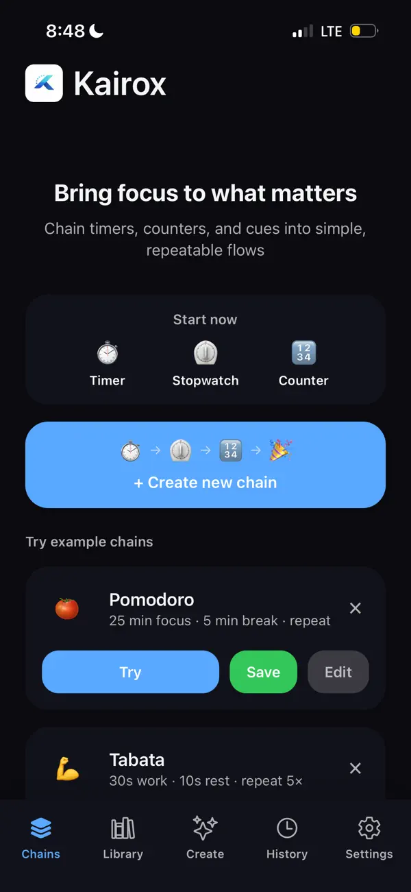 #6. Kairox: Flow Timer (iOS) بواسطة: MakeShop AI