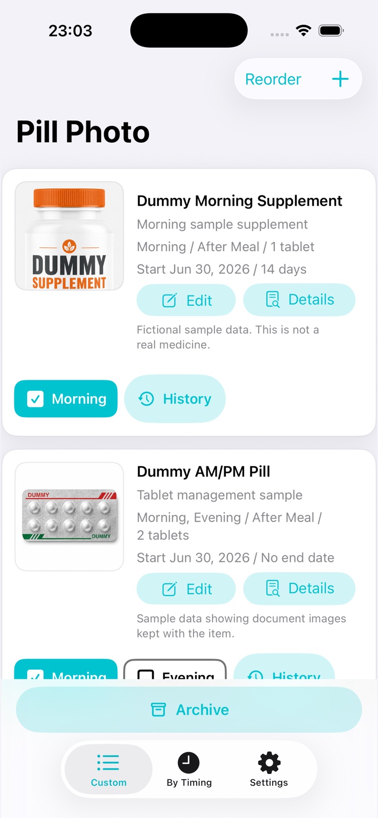 Pill Photo Reminder iphone screenshot 1