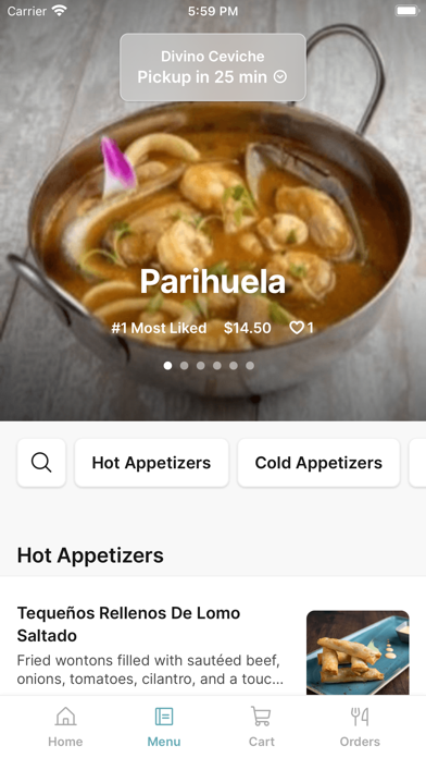 Divino Ceviche To Go iPhone screenshot 2 - Food & Drink app