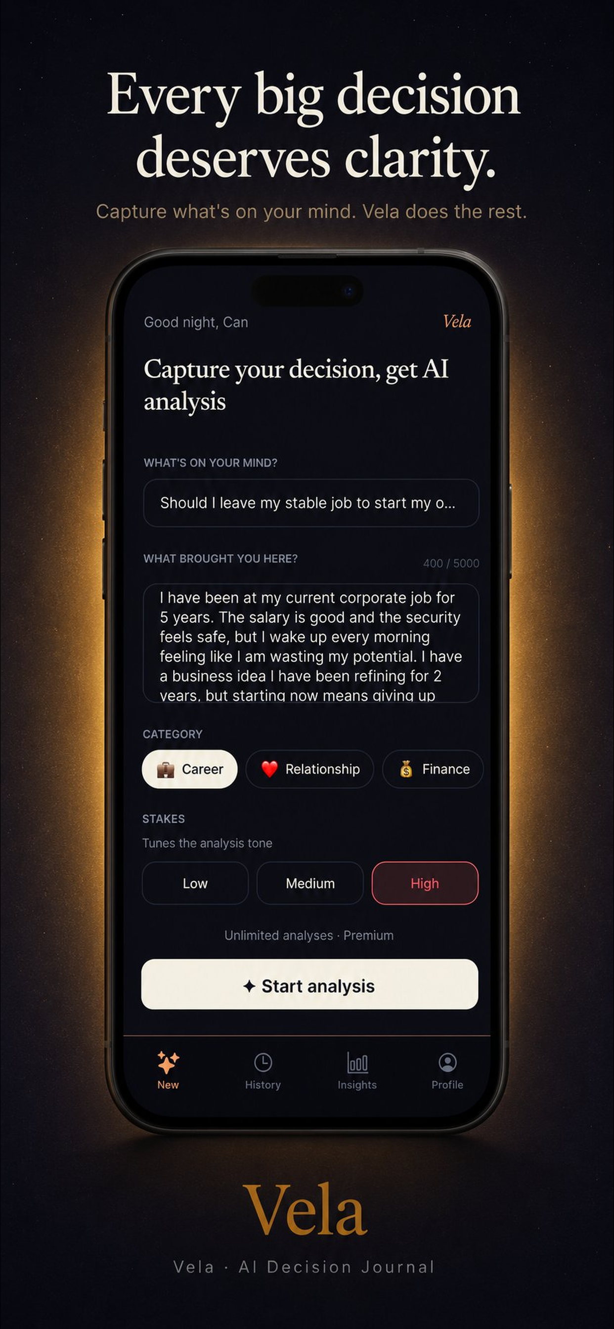 Vela - AI Decision Journal screenshot 2