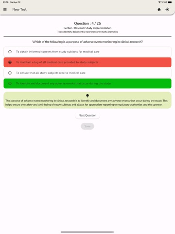 Clinical Research Pro Test iPad screenshot