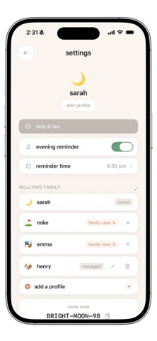 two & one: family journal screenshot