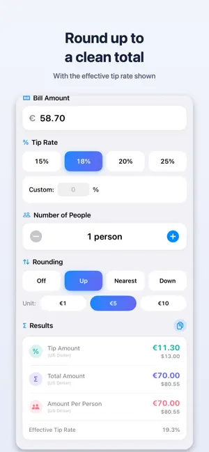 Tip Calculator & Currency screenshot 2