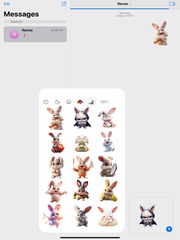 Super Fluffy Bunny Stickers iPad screenshot