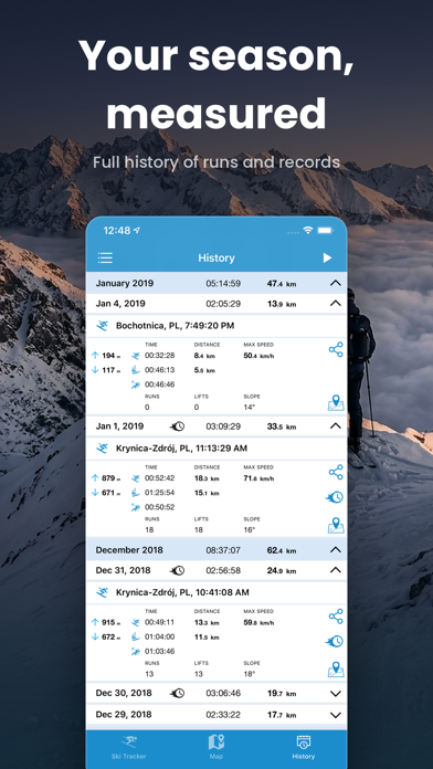 EXA Ski Tracker iPhone screenshot