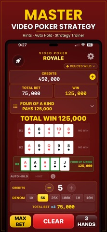 Video Poker Multi-Hand 1000x iPhone screenshot