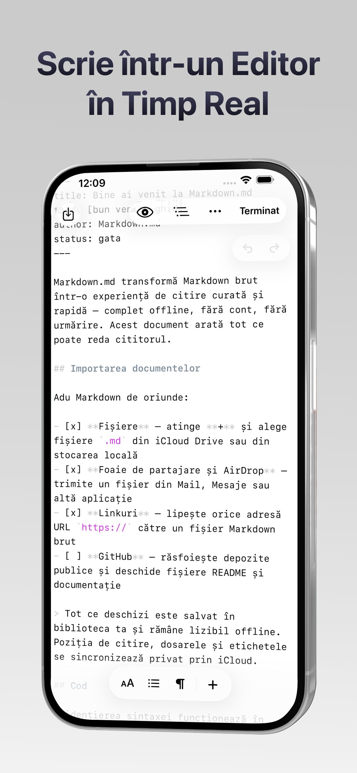 Markdown.md - Cititor — Scrie cu un editor live