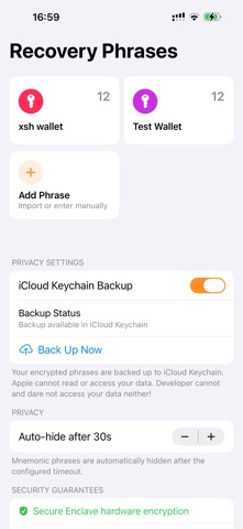Phrase Secure Wallet-NeverLost Screenshot 2 of 3