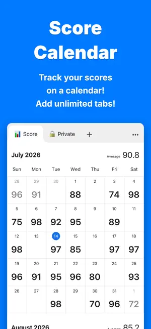 Score Calendar - Track Scores screenshot 1