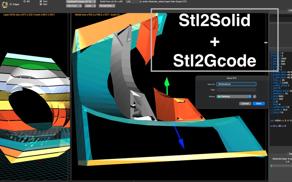 #1. Stl2Gcode 5x (macOS) Podle: Aleksandr Varaksa