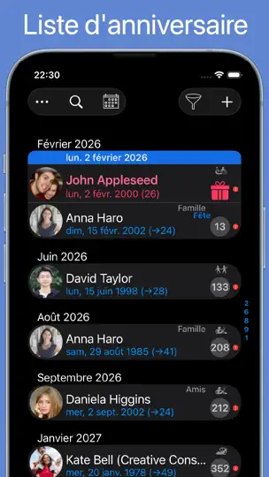 Capture d'écran de BirthdaysPro HD sur iPhone 1