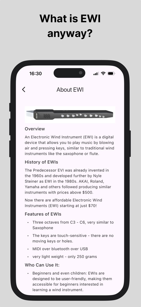 EWI Trainer - Music App | MWM