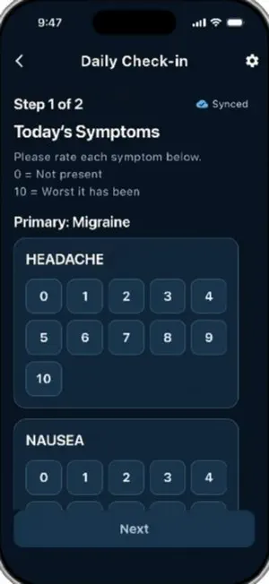 NeuroSol Symptom Diary screenshot 2