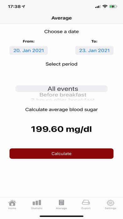 Blood sugar diary App Screenshot