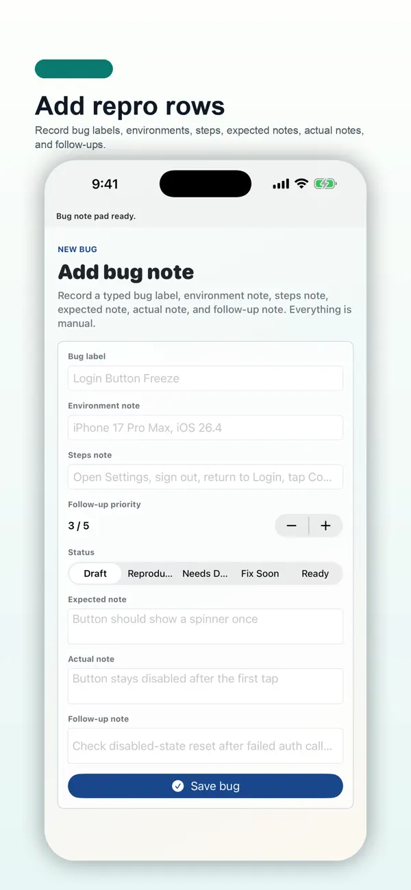 Screenshot #2 pour Bug Reproduction Note Pad