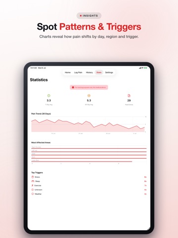PainMap Body Pain Tracker iPad screenshot