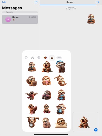 Sleepy Sloths Stickers iPad screenshot