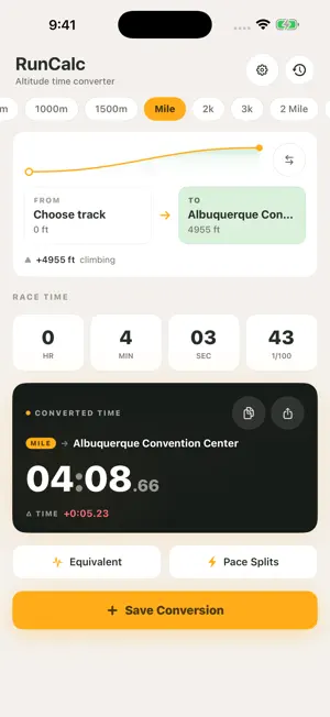 Track Calculator: RunCalc screenshot 1