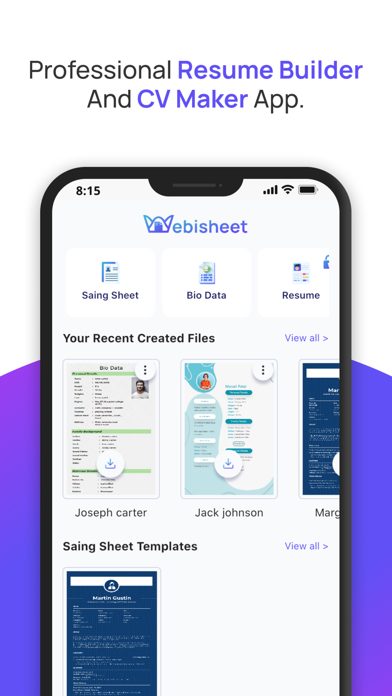Screenshot 4 of Webisheet App