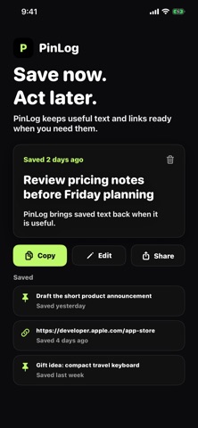 PinLog Text Notes Screenshot 1 of 5
