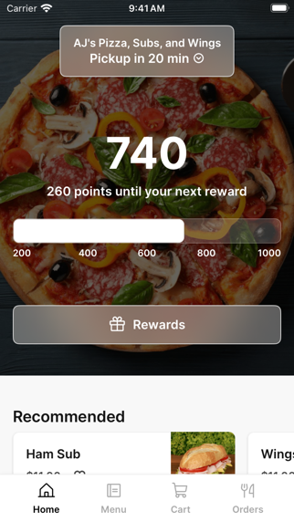 AJ's Pizza, Subs, and Wings iPhone screenshot 1 - Food & Drink app