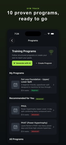 Gym Track: Workout Log iPhone screenshot