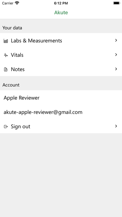 Akute Patient Portal Screenshot
