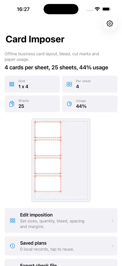 Business Card Cut Planner2026 screenshot 1