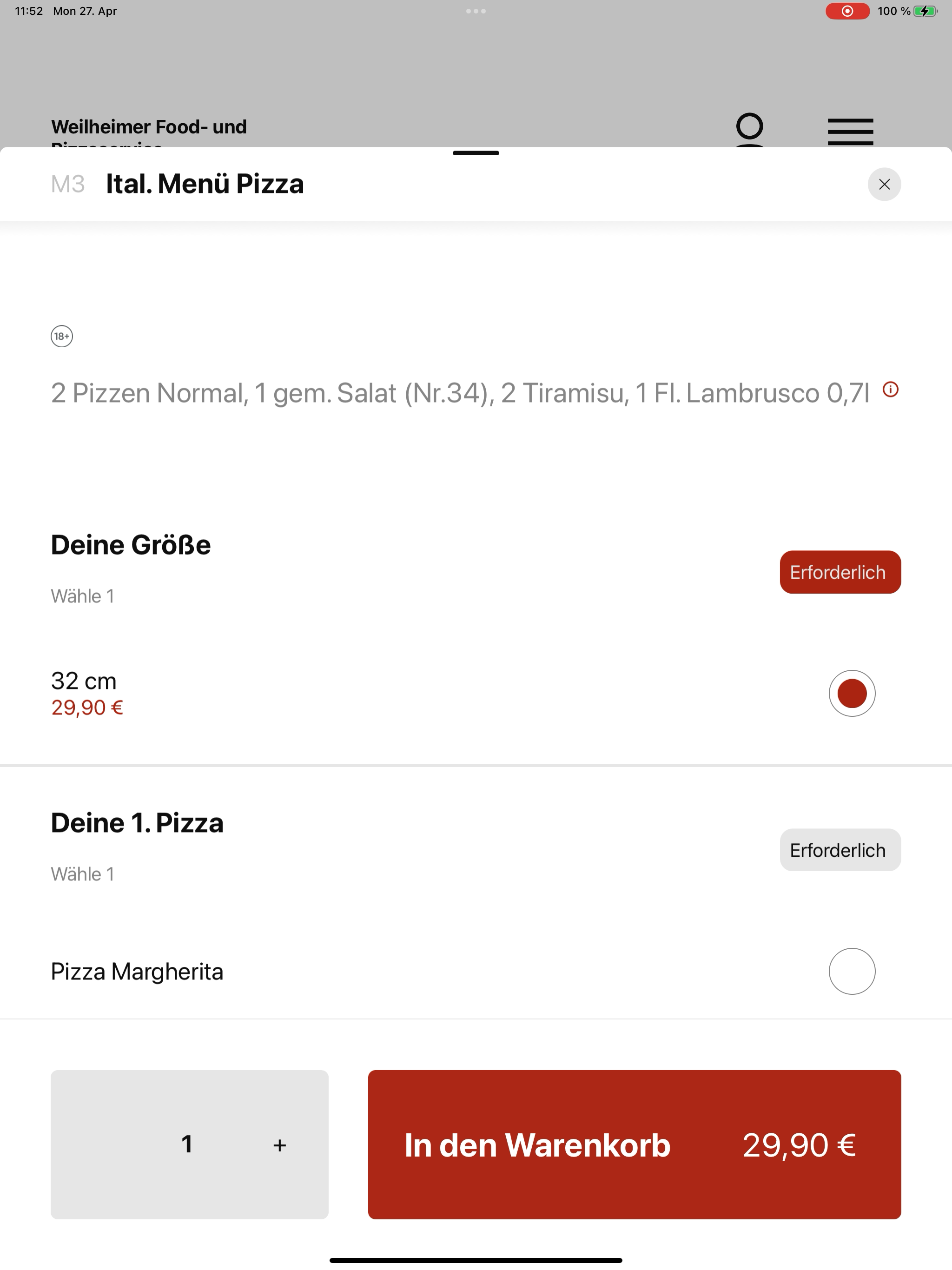 Weilheimer Food- und Pizzaserv screenshot 8