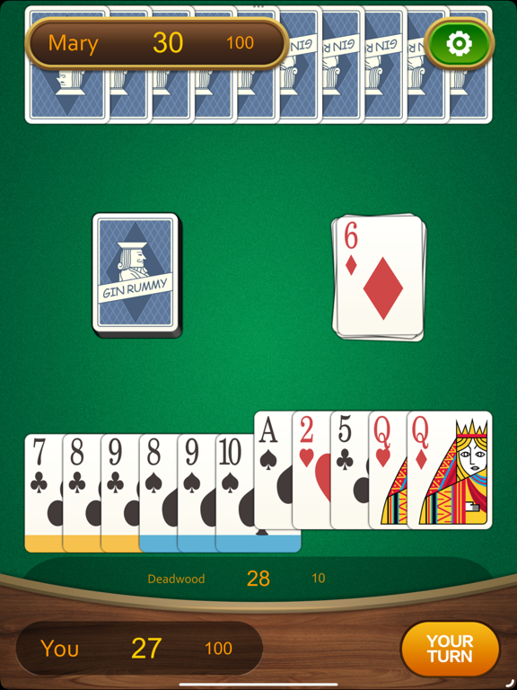 Gin Rummy Pro iPad screenshot 1 - Games app