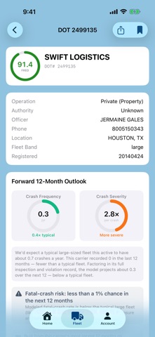 FRED – Carrier Safety Scores iPhone screenshot