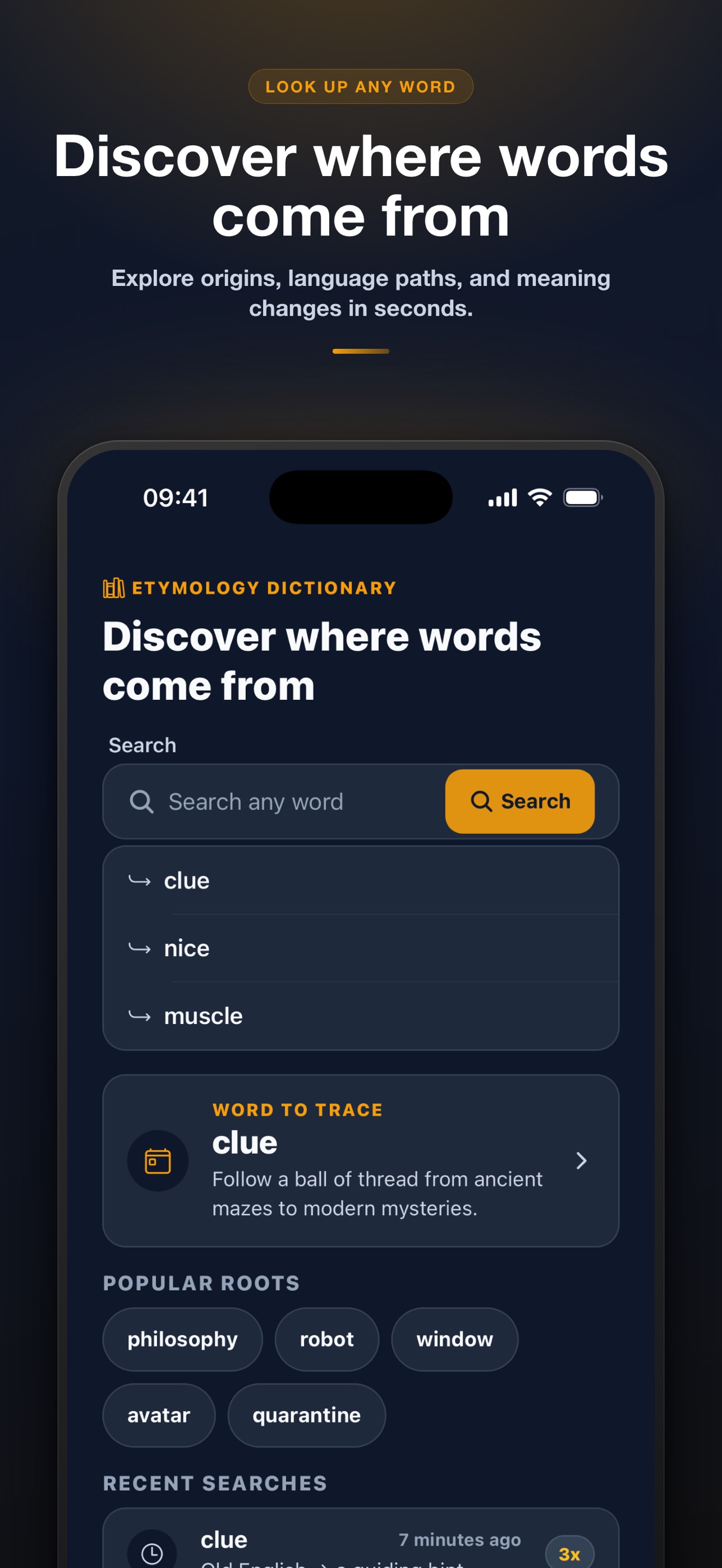 Screenshot 1 of Etymology: Word Origins