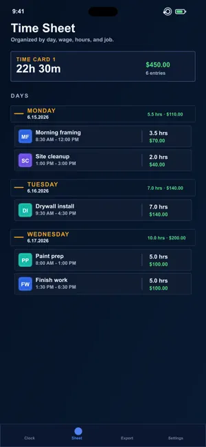 Clocked-In Timecard screenshot 2
