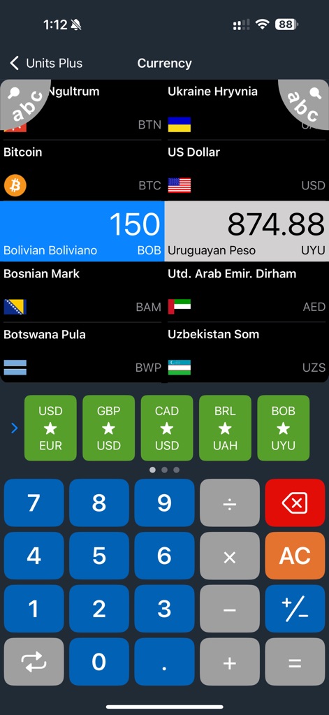 Unit Converter - Best Unit App - This tool embraces modern finance by including Bitcoin for conversion, alongside traditional currencies, with options to star your favorite currencies.