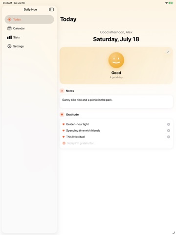 Daily Hue: Mood Tracker iPad screenshot