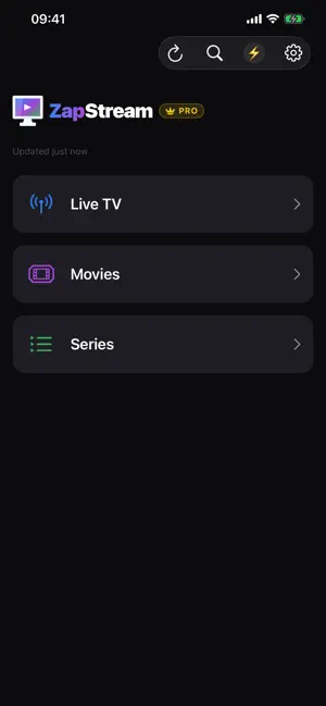 ZapStream M3U & Xtream Player screenshot 1