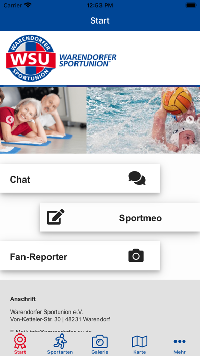 Warendorfer Sportunion e.V. Screenshot