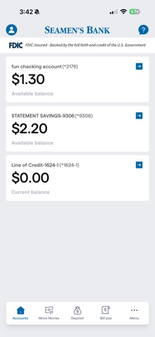 Seamen's Bank Mobile iPhone screenshot